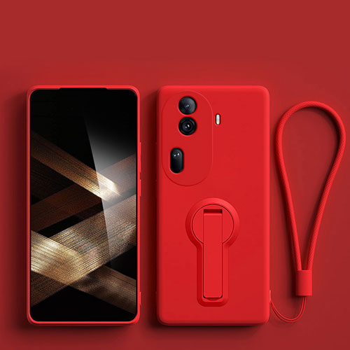 Ultra-thin Silicone Gel Soft Case Cover with Stand for Oppo Reno11 Pro 5G Red