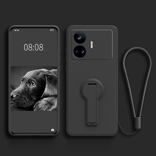 Ultra-thin Silicone Gel Soft Case Cover with Stand for Realme GT Neo5 SE 5G Black