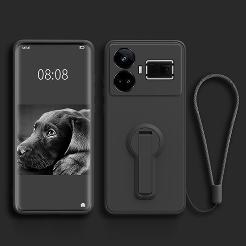 Ultra-thin Silicone Gel Soft Case Cover with Stand for Realme GT3 5G Black