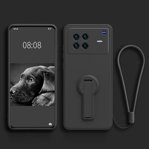 Ultra-thin Silicone Gel Soft Case Cover with Stand for Vivo X Note Black