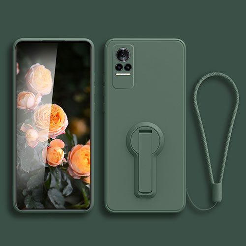 Ultra-thin Silicone Gel Soft Case Cover with Stand for Xiaomi Civi 1S 5G Midnight Green