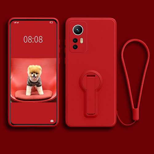 Ultra-thin Silicone Gel Soft Case Cover with Stand for Xiaomi Mi 12S Pro 5G Red