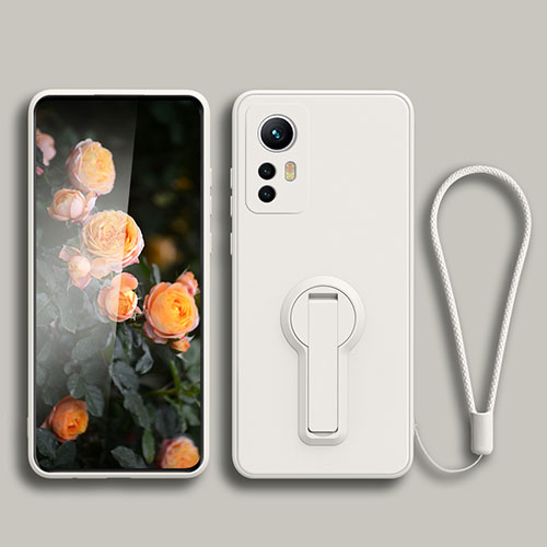 Ultra-thin Silicone Gel Soft Case Cover with Stand for Xiaomi Mi 12T Pro 5G White