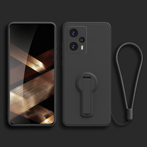 Ultra-thin Silicone Gel Soft Case Cover with Stand for Xiaomi Poco F5 5G Black