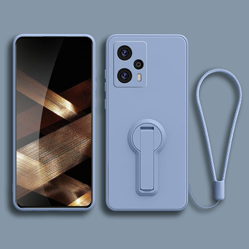 Ultra-thin Silicone Gel Soft Case Cover with Stand for Xiaomi Poco F5 5G Lavender Gray