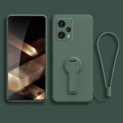 Ultra-thin Silicone Gel Soft Case Cover with Stand for Xiaomi Poco F5 5G Midnight Green