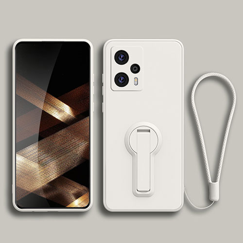 Ultra-thin Silicone Gel Soft Case Cover with Stand for Xiaomi Poco F5 5G White