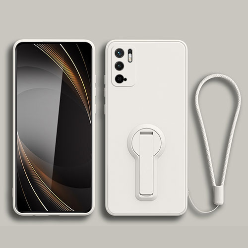 Ultra-thin Silicone Gel Soft Case Cover with Stand for Xiaomi POCO M3 Pro 5G White