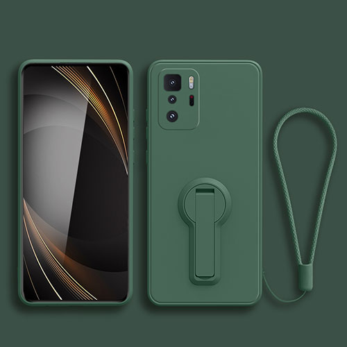 Ultra-thin Silicone Gel Soft Case Cover with Stand for Xiaomi Poco X3 GT 5G Midnight Green