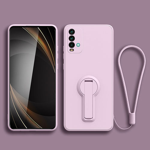 Ultra-thin Silicone Gel Soft Case Cover with Stand for Xiaomi Redmi 9 Power Clove Purple