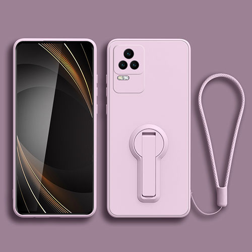 Ultra-thin Silicone Gel Soft Case Cover with Stand for Xiaomi Redmi K50 Pro 5G Clove Purple