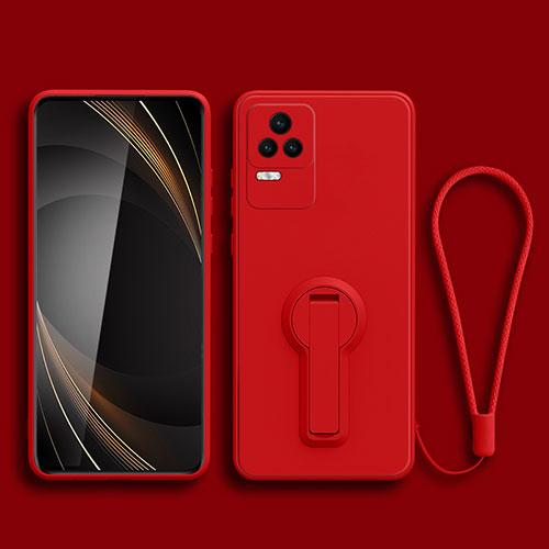 Ultra-thin Silicone Gel Soft Case Cover with Stand for Xiaomi Redmi K50 Pro 5G Red