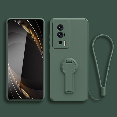 Ultra-thin Silicone Gel Soft Case Cover with Stand for Xiaomi Redmi K60 Pro 5G Midnight Green