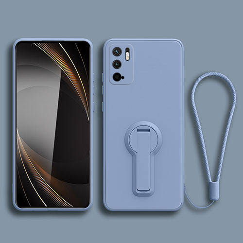 Ultra-thin Silicone Gel Soft Case Cover with Stand for Xiaomi Redmi Note 10 5G Lavender Gray