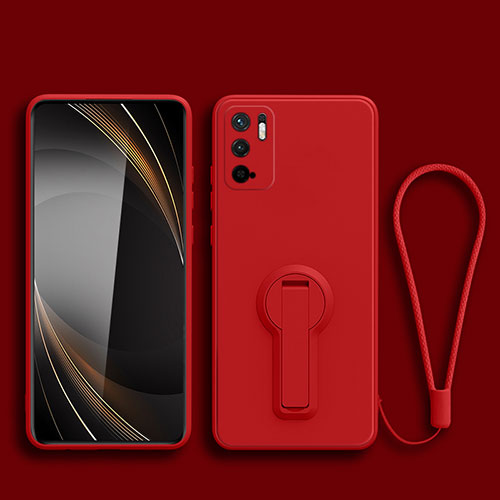 Ultra-thin Silicone Gel Soft Case Cover with Stand for Xiaomi Redmi Note 11 SE 5G Red