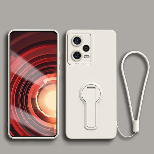 Ultra-thin Silicone Gel Soft Case Cover with Stand for Xiaomi Redmi Note 12 Pro+ Plus 5G White