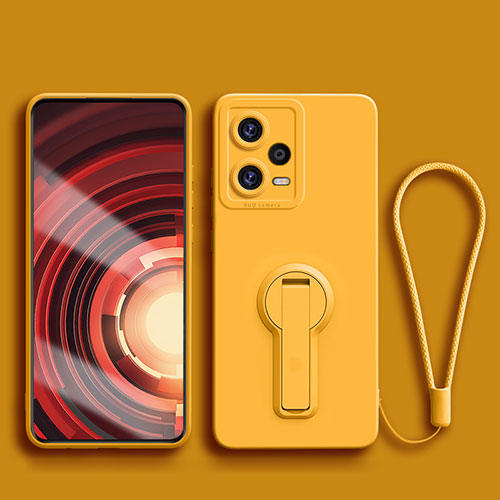 Ultra-thin Silicone Gel Soft Case Cover with Stand for Xiaomi Redmi Note 12 Pro+ Plus 5G Yellow