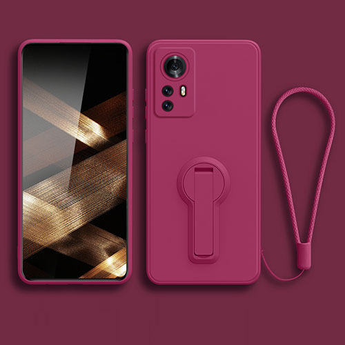 Ultra-thin Silicone Gel Soft Case Cover with Stand for Xiaomi Redmi Note 12S Hot Pink