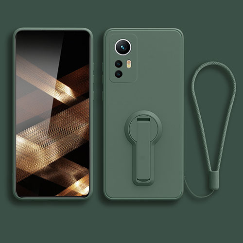 Ultra-thin Silicone Gel Soft Case Cover with Stand for Xiaomi Redmi Note 12S Midnight Green