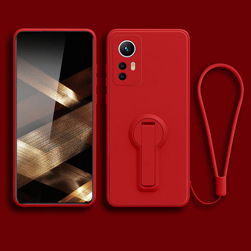 Ultra-thin Silicone Gel Soft Case Cover with Stand for Xiaomi Redmi Note 12S Red