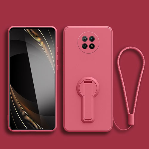 Ultra-thin Silicone Gel Soft Case Cover with Stand for Xiaomi Redmi Note 9 5G Hot Pink