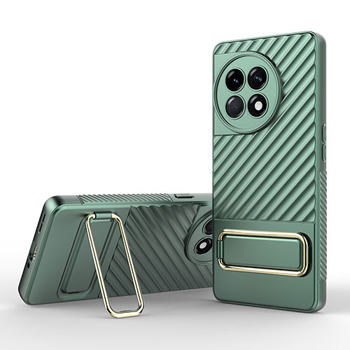 Ultra-thin Silicone Gel Soft Case Cover with Stand KC1 for OnePlus Ace 2 5G Green