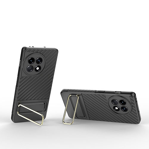 Ultra-thin Silicone Gel Soft Case Cover with Stand KC1 for OnePlus Ace 2 Pro 5G Black