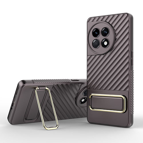 Ultra-thin Silicone Gel Soft Case Cover with Stand KC1 for OnePlus Ace 2 Pro 5G Brown