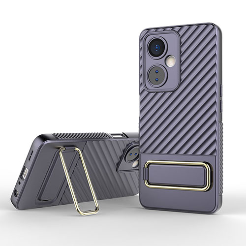 Ultra-thin Silicone Gel Soft Case Cover with Stand KC1 for OnePlus Nord CE 3 5G Clove Purple