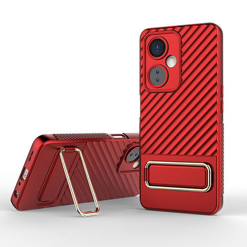 Ultra-thin Silicone Gel Soft Case Cover with Stand KC1 for OnePlus Nord CE 3 5G Red