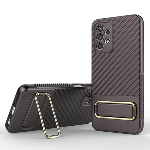 Ultra-thin Silicone Gel Soft Case Cover with Stand KC1 for Samsung Galaxy A13 4G Brown