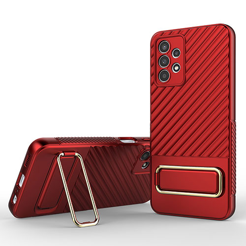 Ultra-thin Silicone Gel Soft Case Cover with Stand KC1 for Samsung Galaxy A13 4G Red