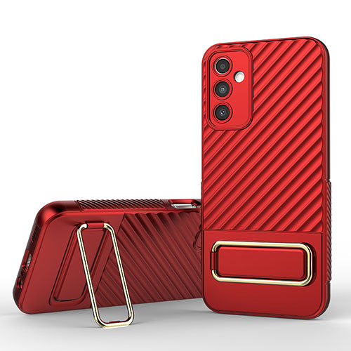 Ultra-thin Silicone Gel Soft Case Cover with Stand KC1 for Samsung Galaxy A14 4G Red