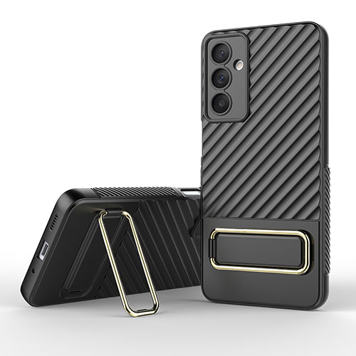 Ultra-thin Silicone Gel Soft Case Cover with Stand KC1 for Samsung Galaxy M54 5G Black