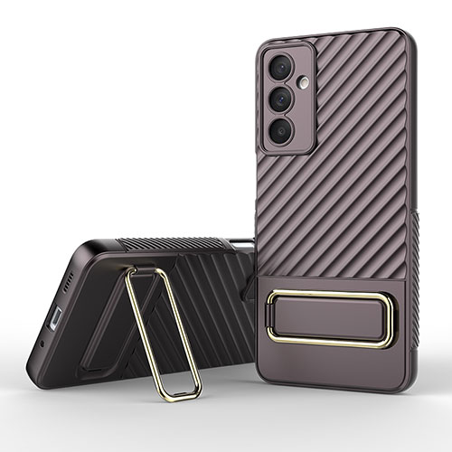 Ultra-thin Silicone Gel Soft Case Cover with Stand KC1 for Samsung Galaxy M54 5G Brown