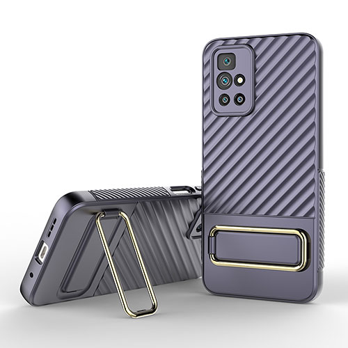 Ultra-thin Silicone Gel Soft Case Cover with Stand KC1 for Xiaomi Redmi 10 Prime Clove Purple