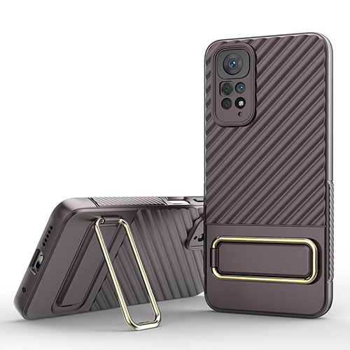 Ultra-thin Silicone Gel Soft Case Cover with Stand KC1 for Xiaomi Redmi Note 11 4G (2022) Brown