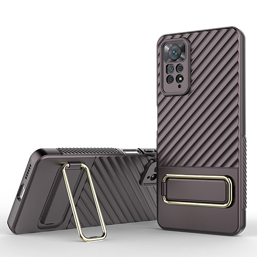 Ultra-thin Silicone Gel Soft Case Cover with Stand KC1 for Xiaomi Redmi Note 11 Pro 4G Brown