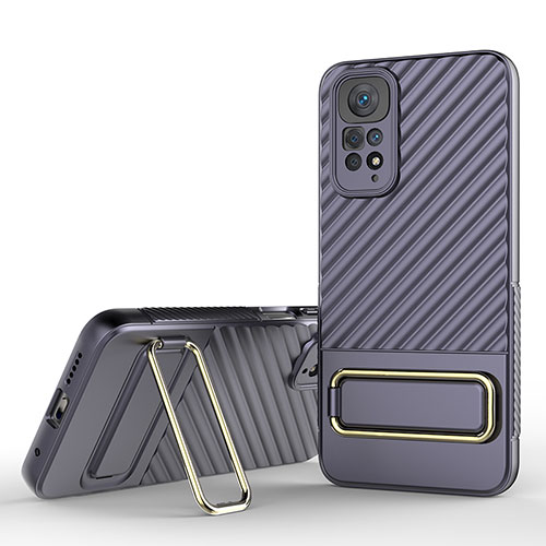 Ultra-thin Silicone Gel Soft Case Cover with Stand KC1 for Xiaomi Redmi Note 11S 4G Clove Purple