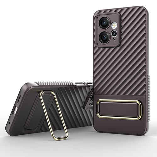 Ultra-thin Silicone Gel Soft Case Cover with Stand KC1 for Xiaomi Redmi Note 12 4G Brown