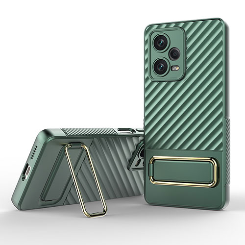 Ultra-thin Silicone Gel Soft Case Cover with Stand KC1 for Xiaomi Redmi Note 12 Pro+ Plus 5G Green