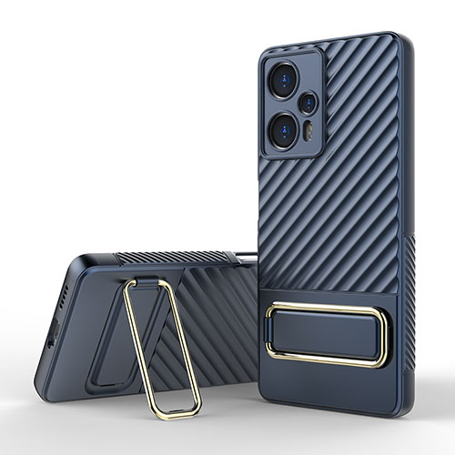 Ultra-thin Silicone Gel Soft Case Cover with Stand KC1 for Xiaomi Redmi Note 12 Turbo 5G Blue