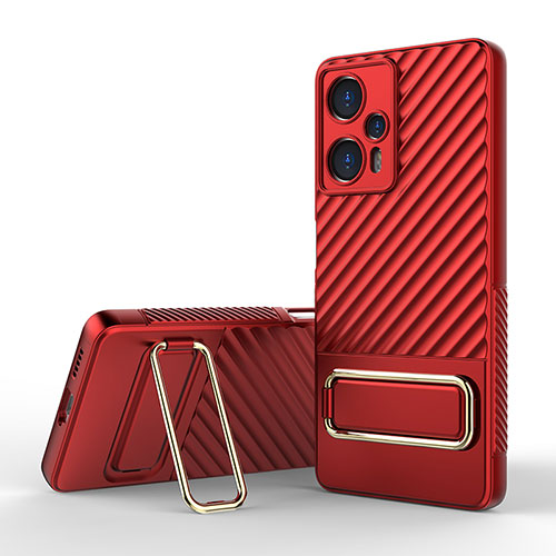 Ultra-thin Silicone Gel Soft Case Cover with Stand KC1 for Xiaomi Redmi Note 12 Turbo 5G Red