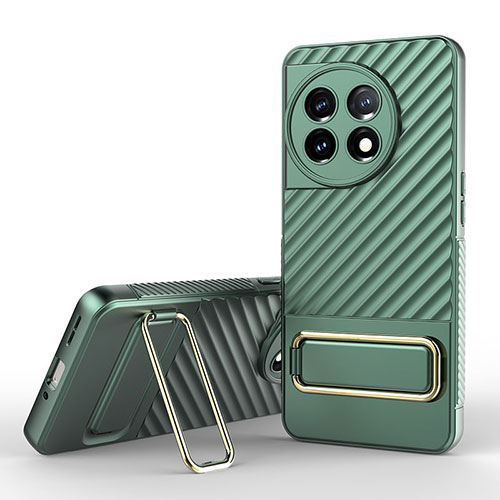 Ultra-thin Silicone Gel Soft Case Cover with Stand KC2 for OnePlus 11 5G Green