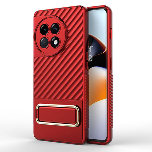 Ultra-thin Silicone Gel Soft Case Cover with Stand KC2 for OnePlus Ace 2 Pro 5G Red