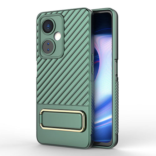 Ultra-thin Silicone Gel Soft Case Cover with Stand KC2 for Oppo K11x 5G Green