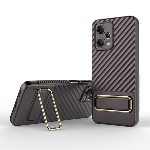 Ultra-thin Silicone Gel Soft Case Cover with Stand KC2 for Xiaomi Poco X5 5G Brown