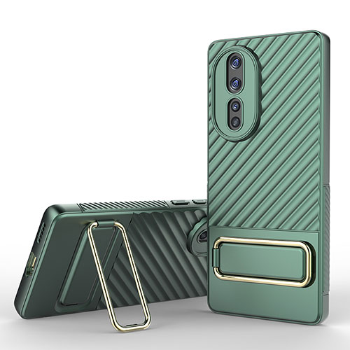 Ultra-thin Silicone Gel Soft Case Cover with Stand KC3 for Huawei Honor 80 5G Green