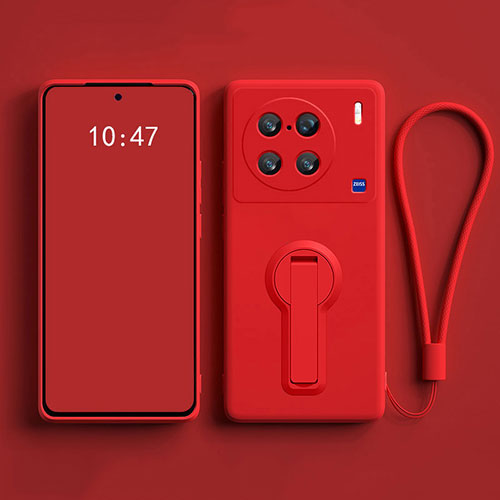 Ultra-thin Silicone Gel Soft Case Cover with Stand S01 for Vivo X90 Pro 5G Red