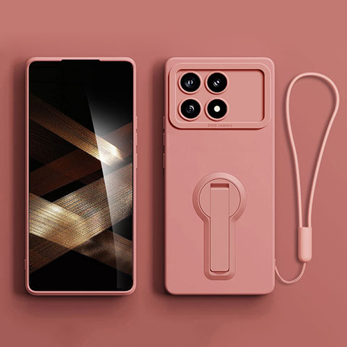 Ultra-thin Silicone Gel Soft Case Cover with Stand S01 for Xiaomi Redmi K70 5G Pink